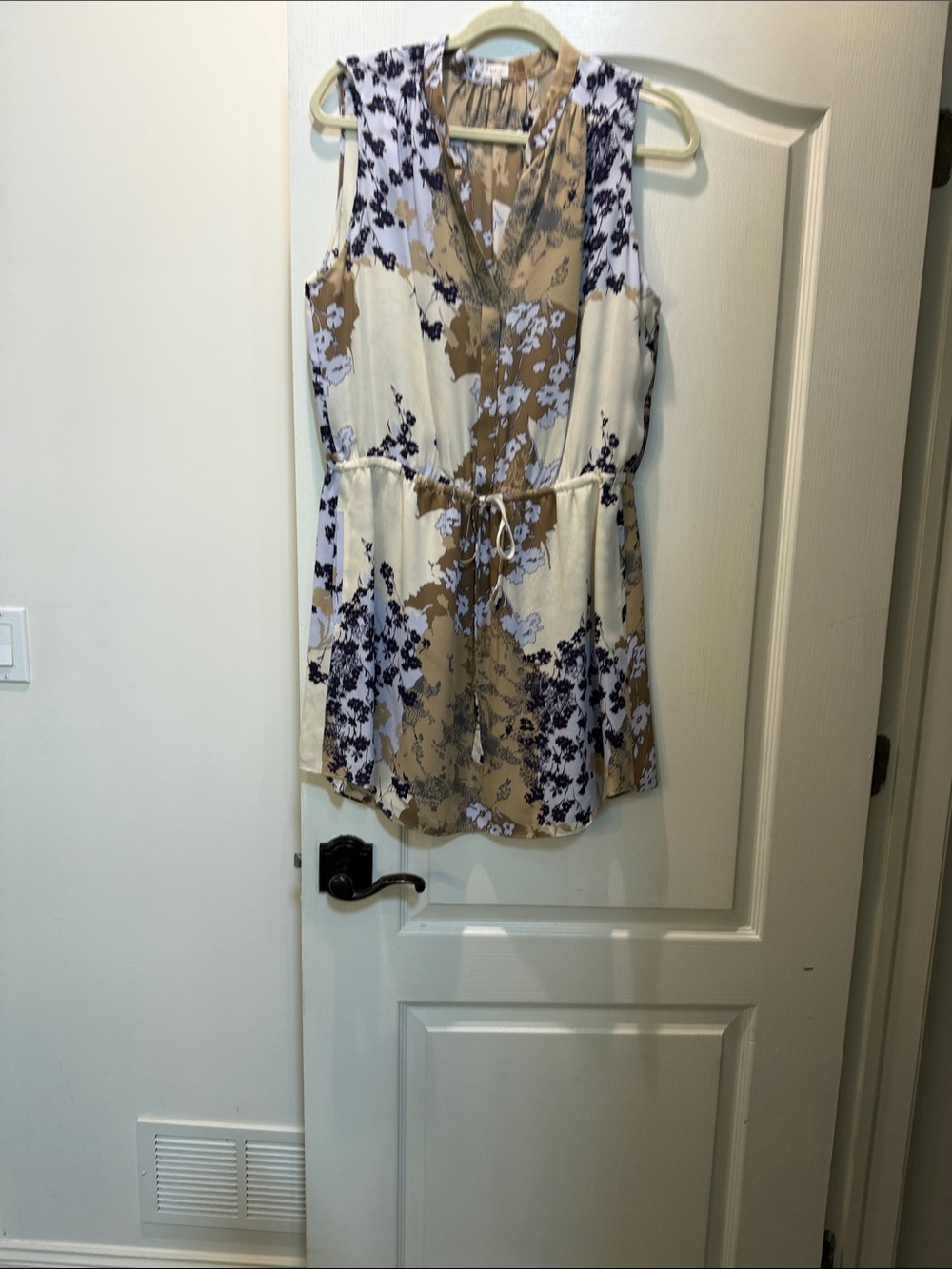 Babaton Floral Mini Dress in Cream, Tan, Purple